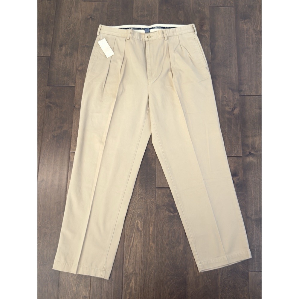 NWT Vintage Polo Ralph Lauren Andrew Pleated Khaki Chino Pants Size 38X30 Pocket